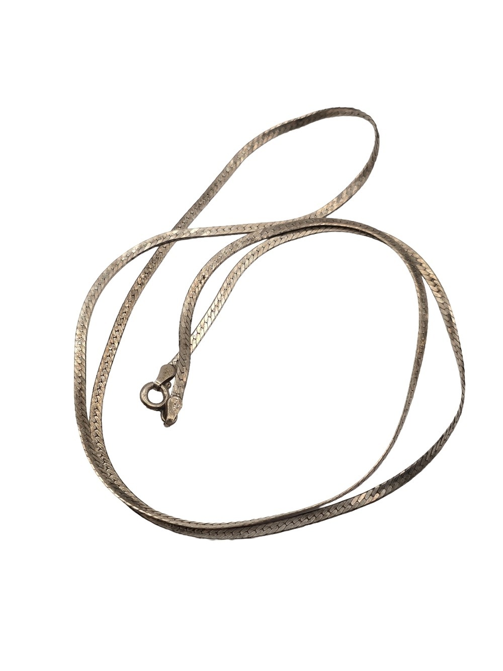 Vintage Italian 1970s 925 Herringbone 24" Necklace